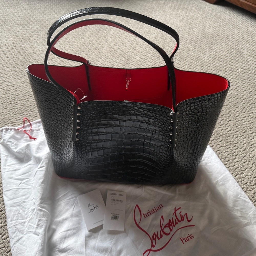 Christian Louboutin Large Cabarock Croc Embossed Leather Tote
